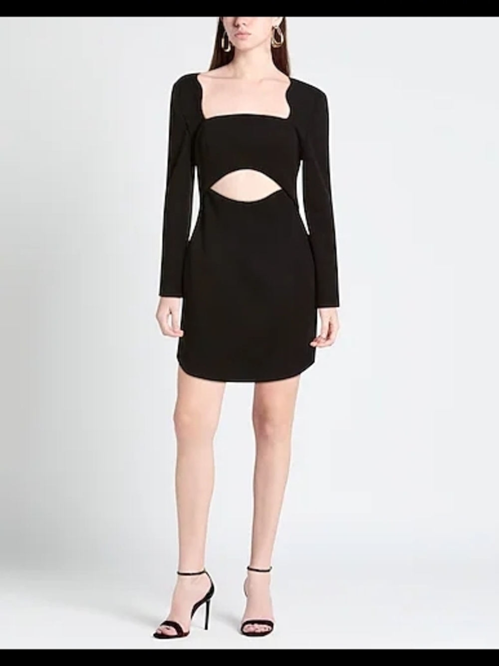 Misha Black Cutout Mini Dress Long Sleeve Square Neck Bodycon